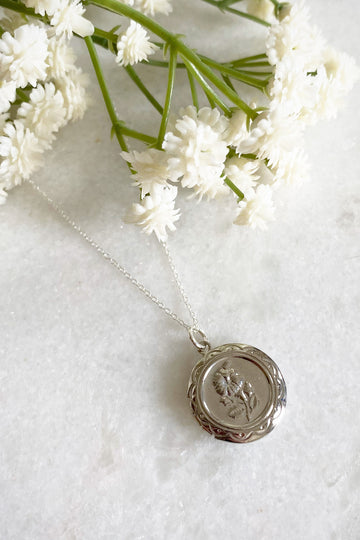 Wisteria London Maria Silver Flower Locket Wisteria London